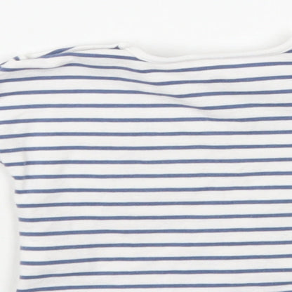 NEXT Baby White Striped Cotton Pullover T-Shirt Size 0-3 Months Crew Neck Snap