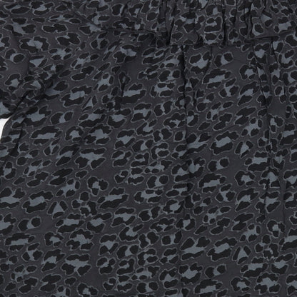 Calzonie Womens Grey Animal Print Viscose Basic Blouse Size L Off the Shoulder