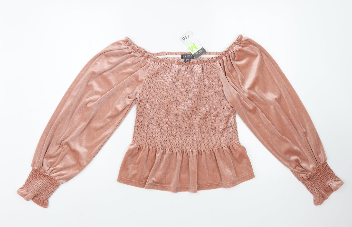 Primark Womens Pink Polyester Basic Blouse Size 12 Off the Shoulder