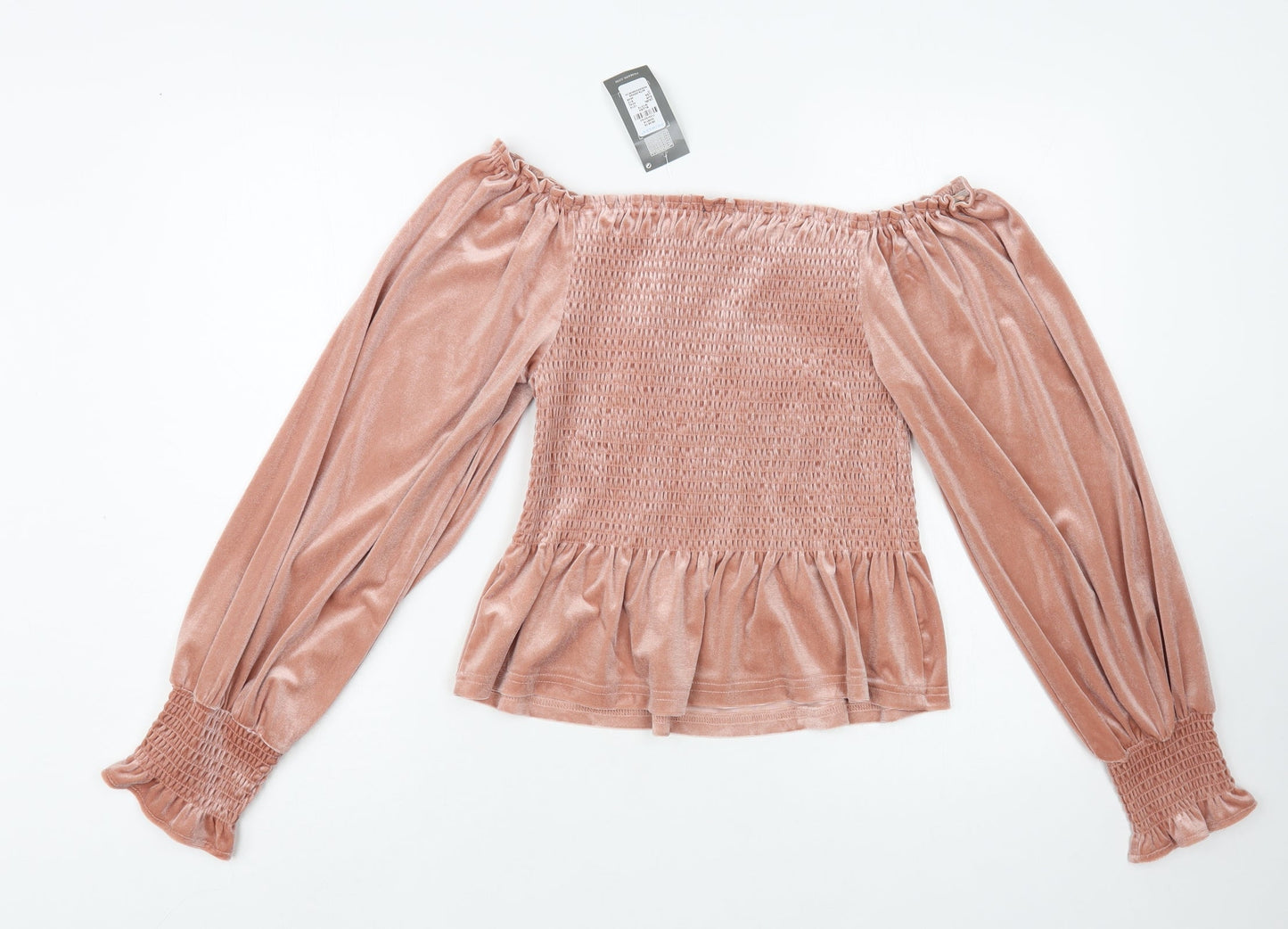 Primark Womens Pink Polyester Basic Blouse Size 12 Off the Shoulder