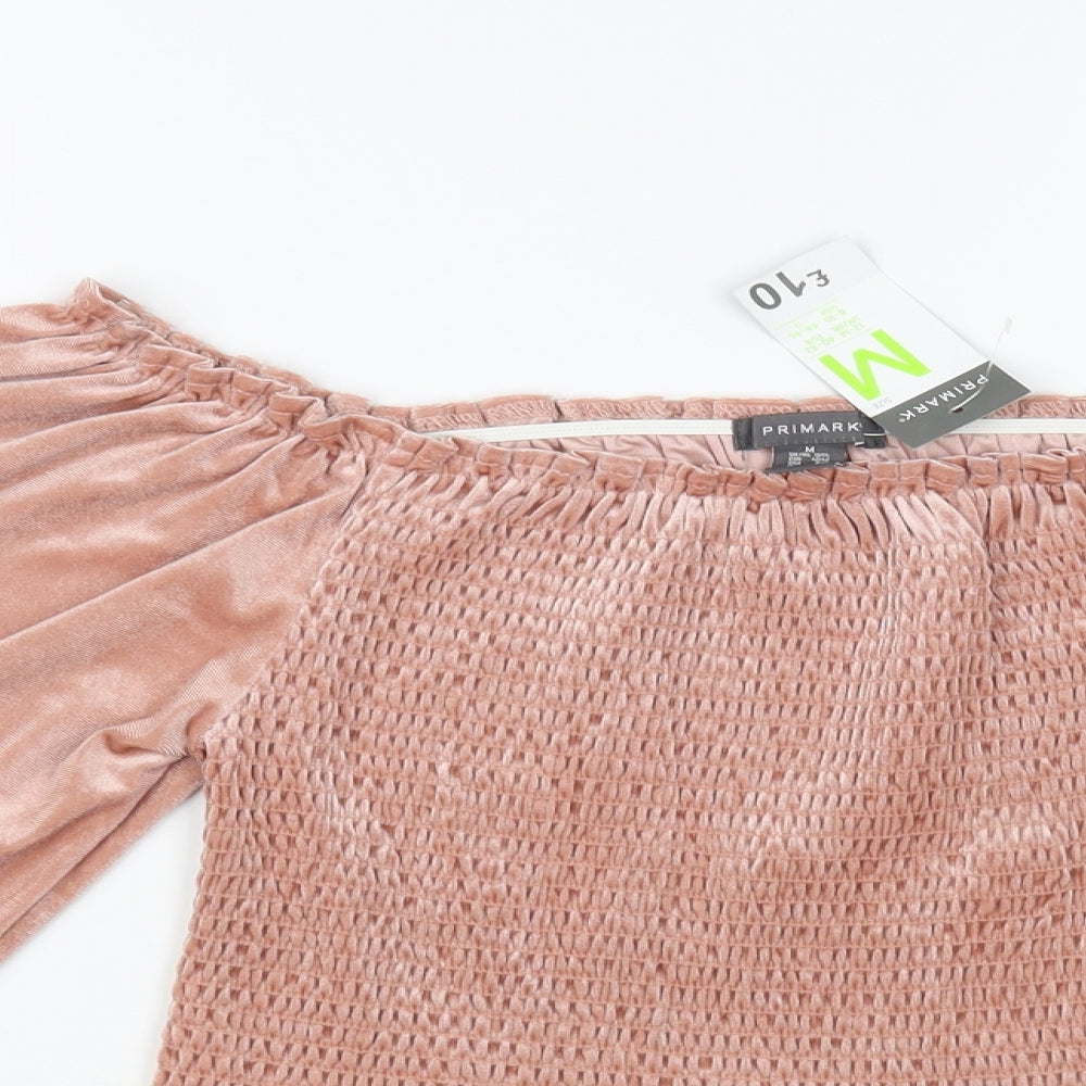 Primark Womens Pink Polyester Basic Blouse Size 12 Off the Shoulder