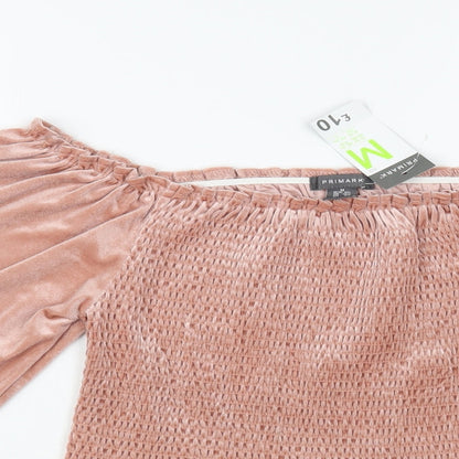 Primark Womens Pink Polyester Basic Blouse Size 12 Off the Shoulder