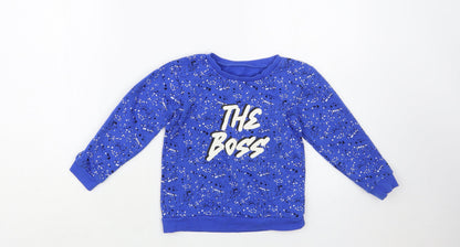 Dunnes Stores Boys Blue Geometric Cotton Pullover Sweatshirt Size 3-4 Years Pullover - The Boss