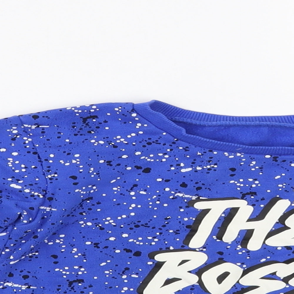 Dunnes Stores Boys Blue Geometric Cotton Pullover Sweatshirt Size 3-4 Years Pullover - The Boss