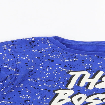 Dunnes Stores Boys Blue Geometric Cotton Pullover Sweatshirt Size 3-4 Years Pullover - The Boss