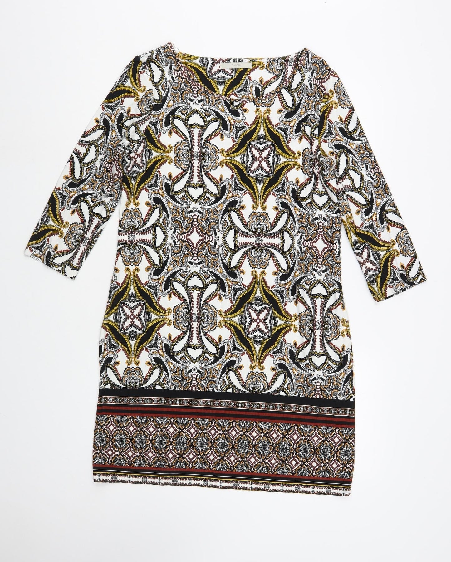 George Womens White Paisley Viscose Pencil Dress Size 12 Boat Neck Pullover