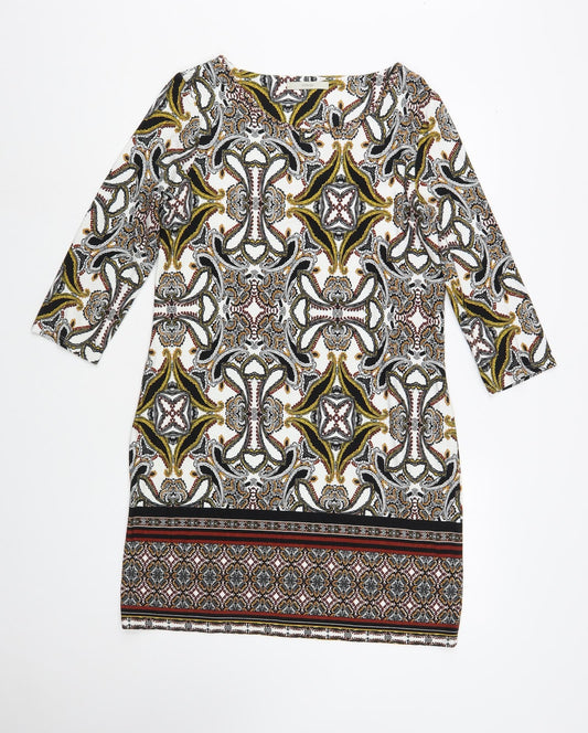 George Womens White Paisley Viscose Pencil Dress Size 12 Boat Neck Pullover