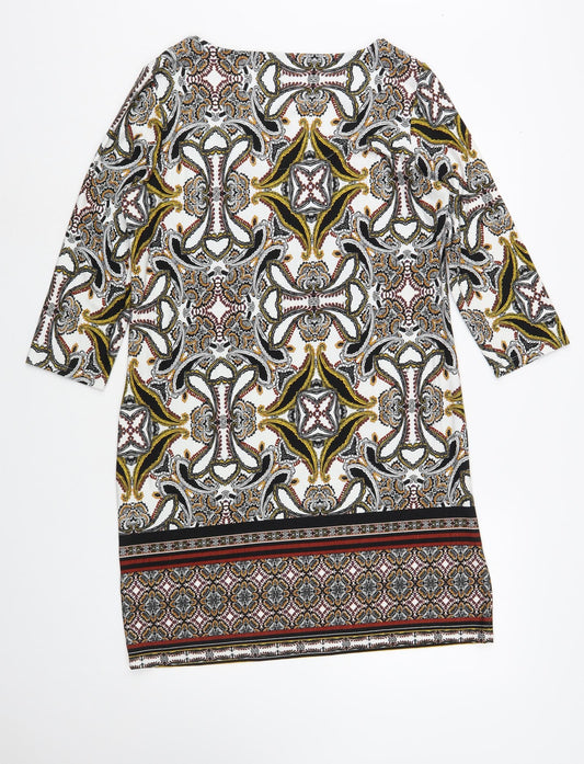 George Womens White Paisley Viscose Pencil Dress Size 12 Boat Neck Pullover