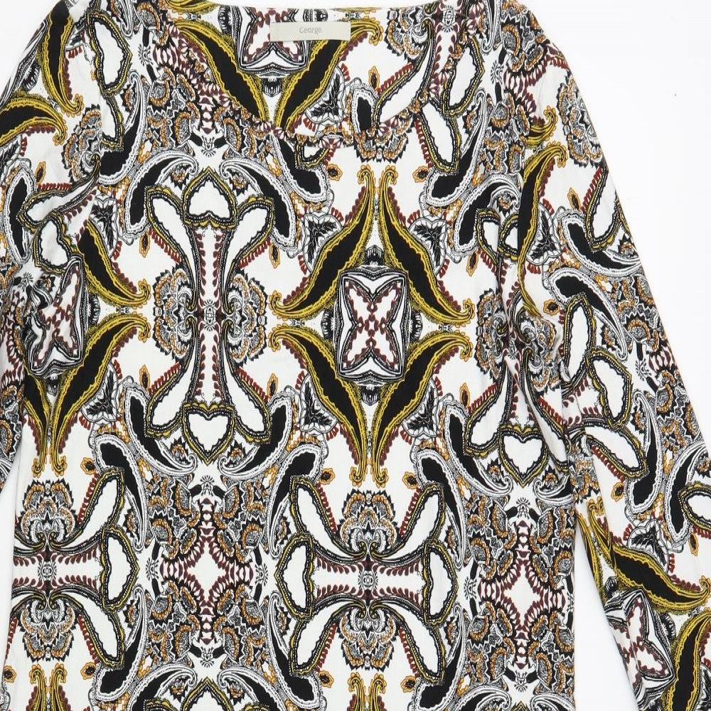 George Womens White Paisley Viscose Pencil Dress Size 12 Boat Neck Pullover
