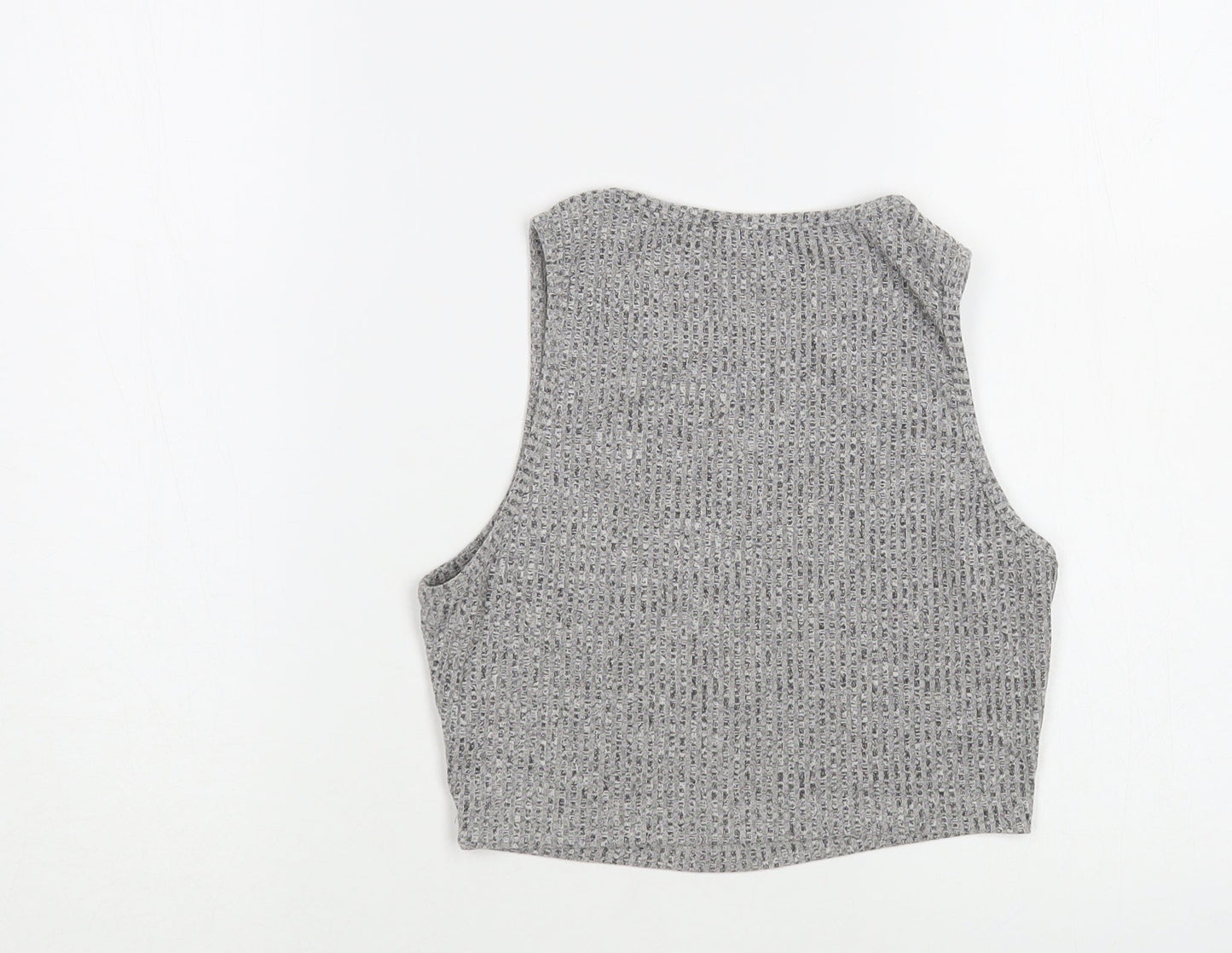 SheIn Womens Grey Cotton Cropped Blouse Size XS Boat Neck