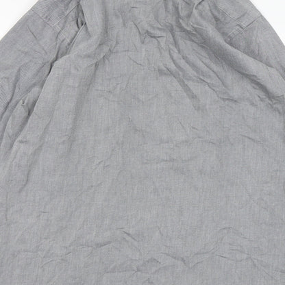 Rochas Mens Grey Cotton Button-Up Size 16 Collared