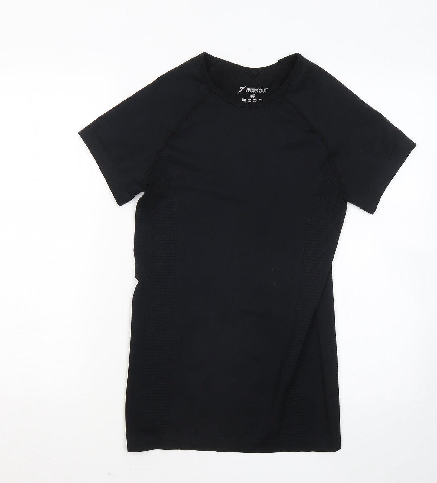 Womens UK Size 12 WORKOUT Black Basic T-Shirt