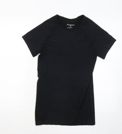 Womens UK Size 12 WORKOUT Black Basic T-Shirt