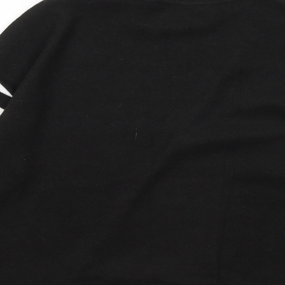 F&F Womens Black Round Neck Striped Polyester Pullover Jumper Size S