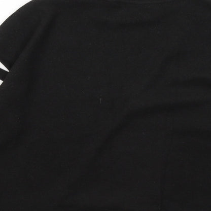 F&F Womens Black Round Neck Striped Polyester Pullover Jumper Size S