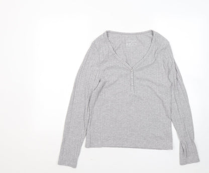 Primark Womens Grey V-Neck Polyester Pullover Jumper Size 10