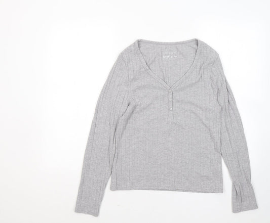 Primark Womens Grey V-Neck Polyester Pullover Jumper Size 10