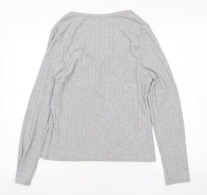 Primark Womens Grey V-Neck Polyester Pullover Jumper Size 10