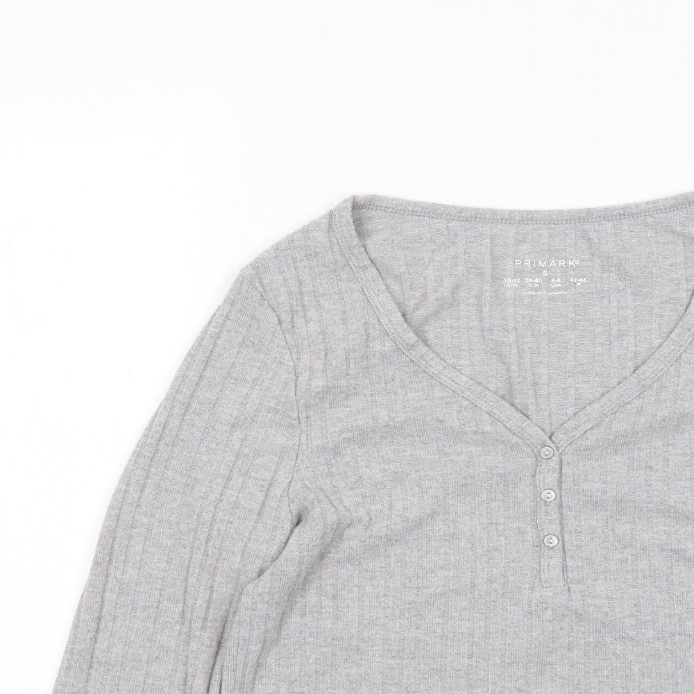Primark Womens Grey V-Neck Polyester Pullover Jumper Size 10