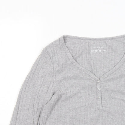 Primark Womens Grey V-Neck Polyester Pullover Jumper Size 10