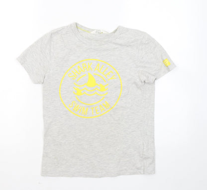 H&M Boys Grey Cotton Basic T-Shirt Size 8-9 Years Round Neck - Shark Alley Swim Team