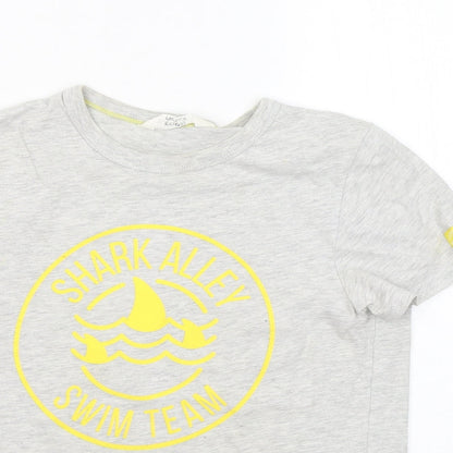 H&M Boys Grey Cotton Basic T-Shirt Size 8-9 Years Round Neck - Shark Alley Swim Team