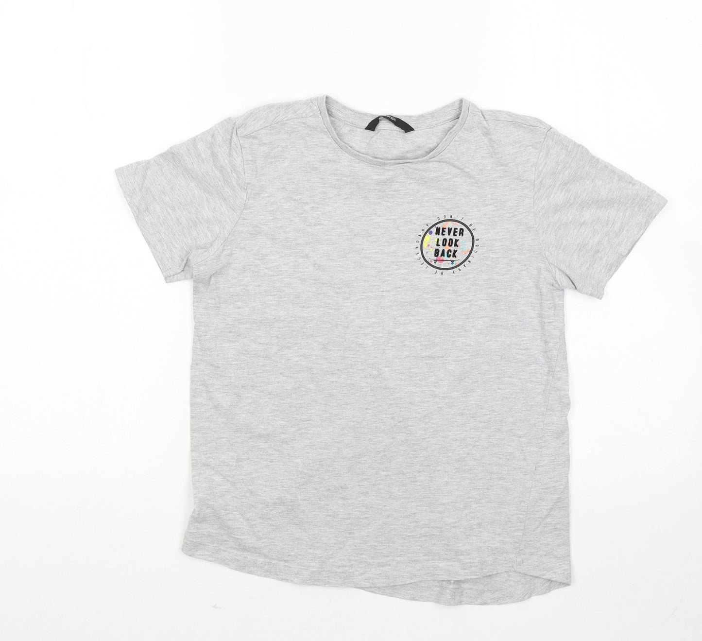 George Boys Grey Cotton Basic T-Shirt Size 11-12 Years Round Neck - Never look back