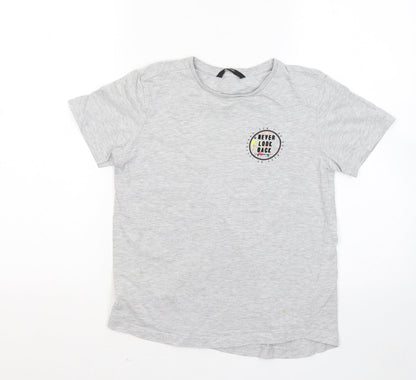 George Boys Grey Cotton Basic T-Shirt Size 11-12 Years Round Neck - Never look back