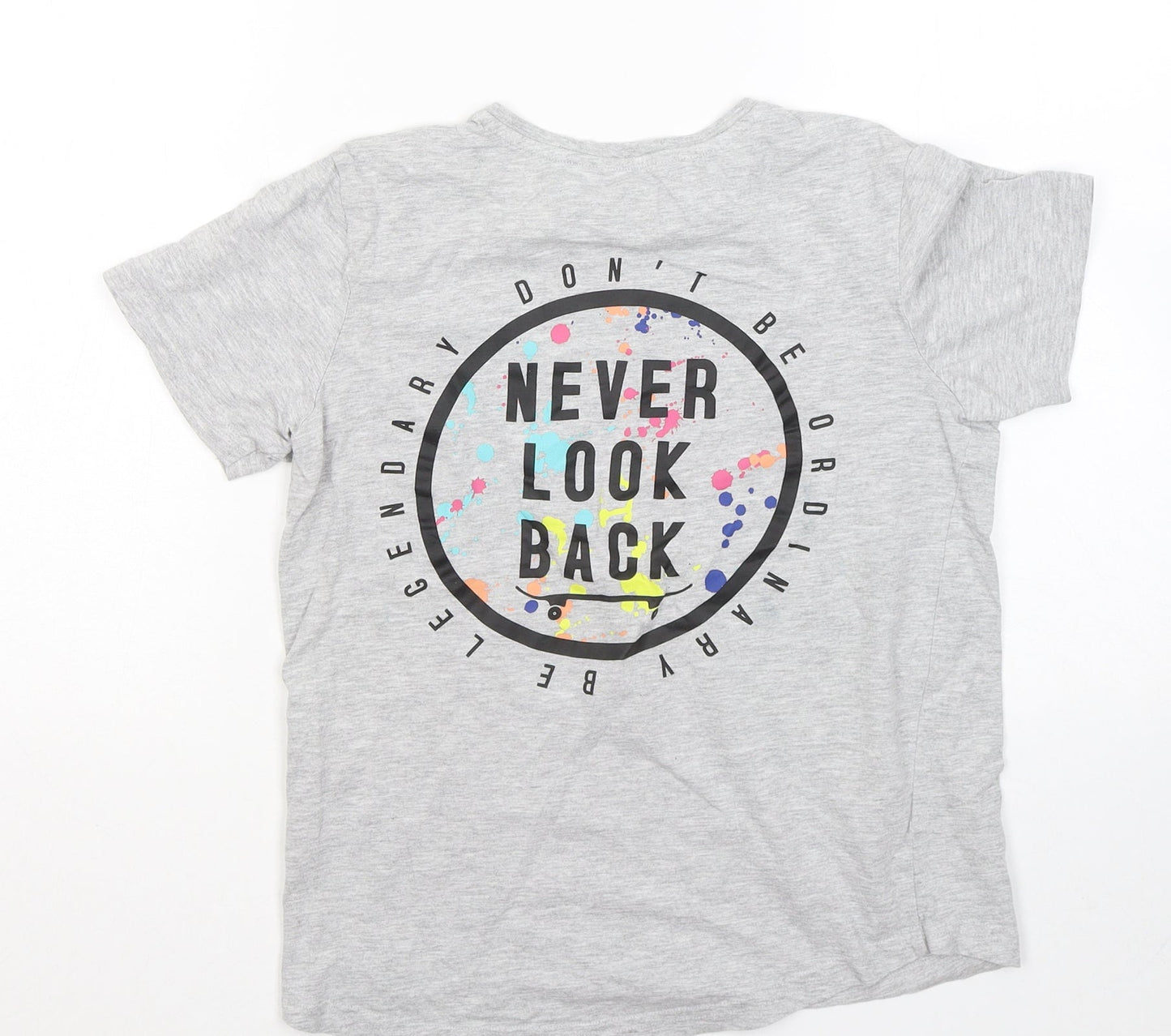 George Boys Grey Cotton Basic T-Shirt Size 11-12 Years Round Neck - Never look back