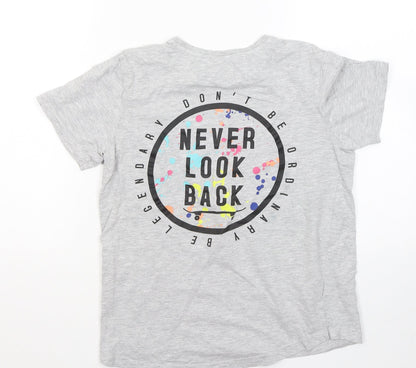 George Boys Grey Cotton Basic T-Shirt Size 11-12 Years Round Neck - Never look back