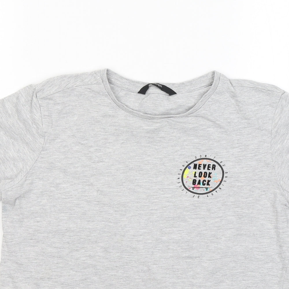 George Boys Grey Cotton Basic T-Shirt Size 11-12 Years Round Neck - Never look back