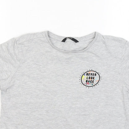 George Boys Grey Cotton Basic T-Shirt Size 11-12 Years Round Neck - Never look back