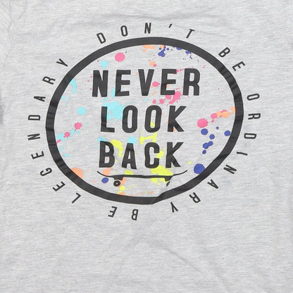 George Boys Grey Cotton Basic T-Shirt Size 11-12 Years Round Neck - Never look back
