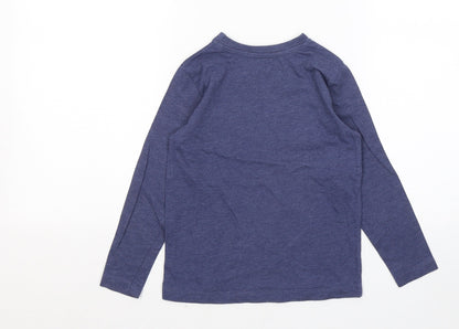 Dunnes Stores Boys Blue Cotton Basic T-Shirt Size 5 Years Round Neck - T Rex Dinasour Graphic