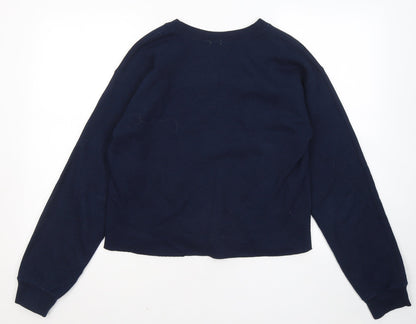 River Island Womens Blue Cotton Pullover Sweatshirt Size XS - Bisous Floral Flowers