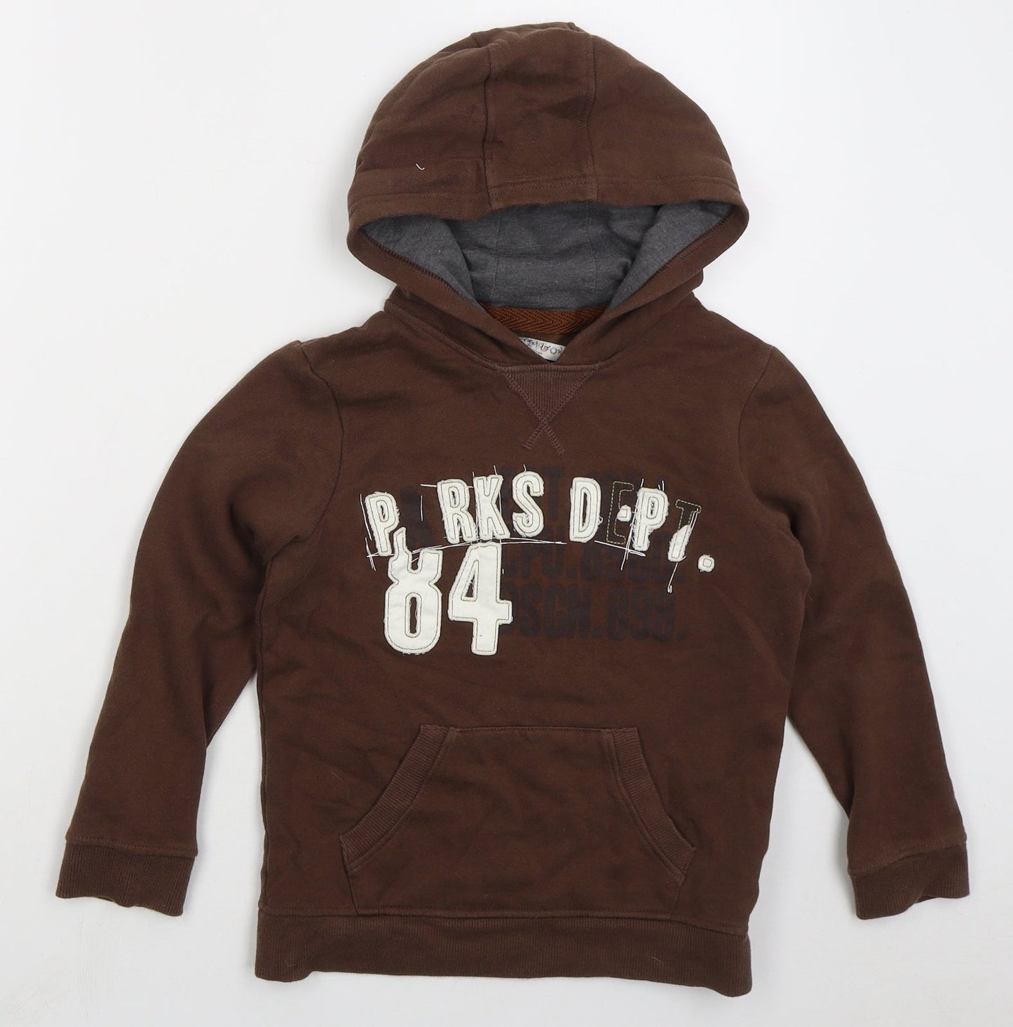 Marks and Spencer Boys Brown Cotton Pullover Hoodie Size 7-8 Years Pullover - Parks Dept
