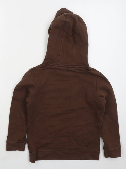 Marks and Spencer Boys Brown Cotton Pullover Hoodie Size 7-8 Years Pullover - Parks Dept