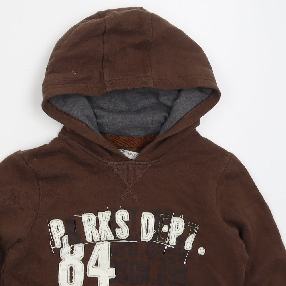 Marks and Spencer Boys Brown Cotton Pullover Hoodie Size 7-8 Years Pullover - Parks Dept