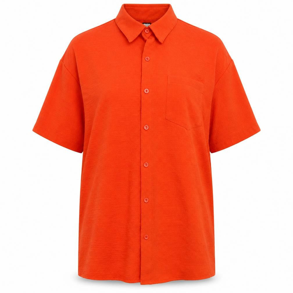 Womens UK Size M SheIn Orange Basic Button-Up