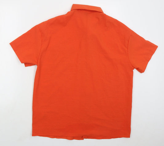 SheIn Womens Orange Polyester Basic Button-Up Size M Collared