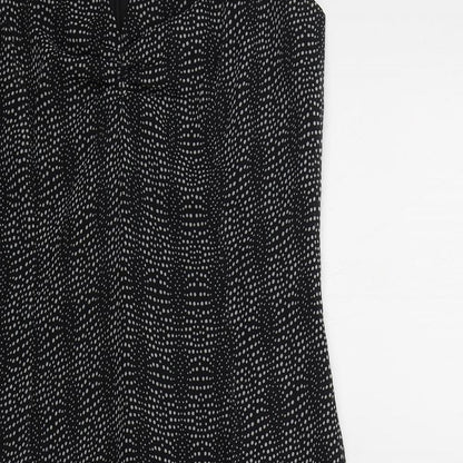 The Collection Womens Black Polka Dot Polyester Fit & Flare Size 12 Round Neck Zip