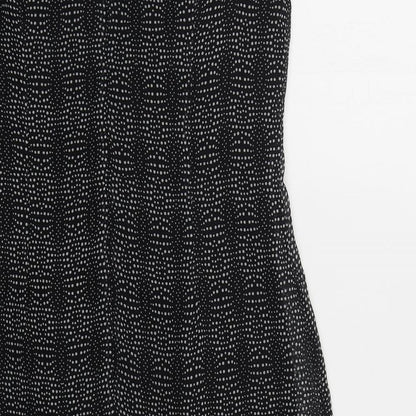 The Collection Womens Black Polka Dot Polyester Fit & Flare Size 12 Round Neck Zip