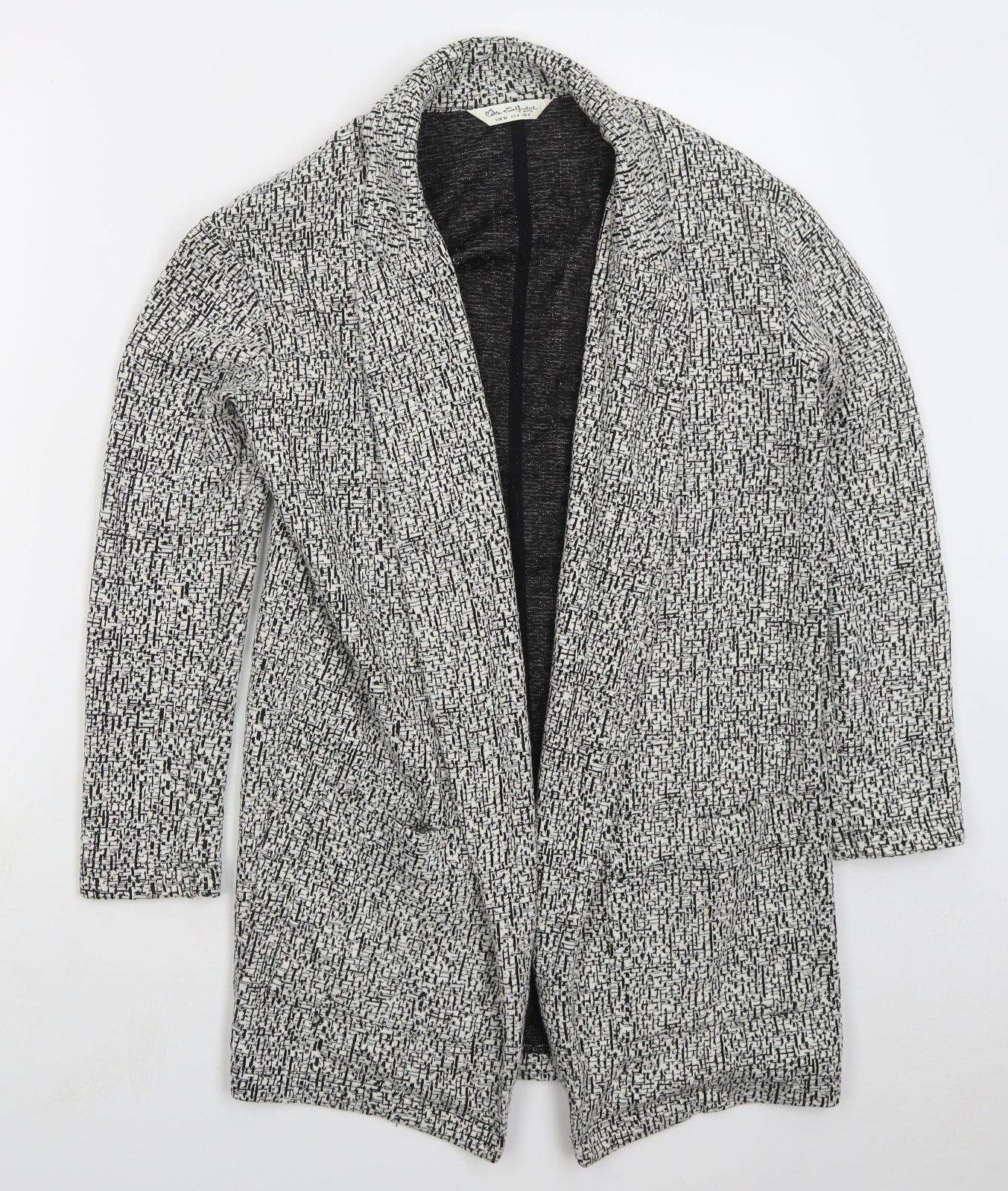 Miss Selfridge Womens White Geometric Jacket Size 8 - Black and White