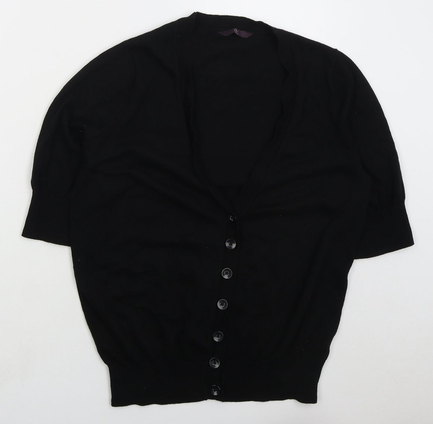 Arcadia Womens Black V-Neck Cotton Cardigan Jumper Size 14