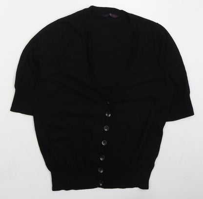Arcadia Womens Black V-Neck Cotton Cardigan Jumper Size 14