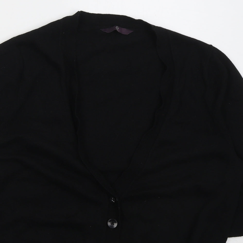 Arcadia Womens Black V-Neck Cotton Cardigan Jumper Size 14