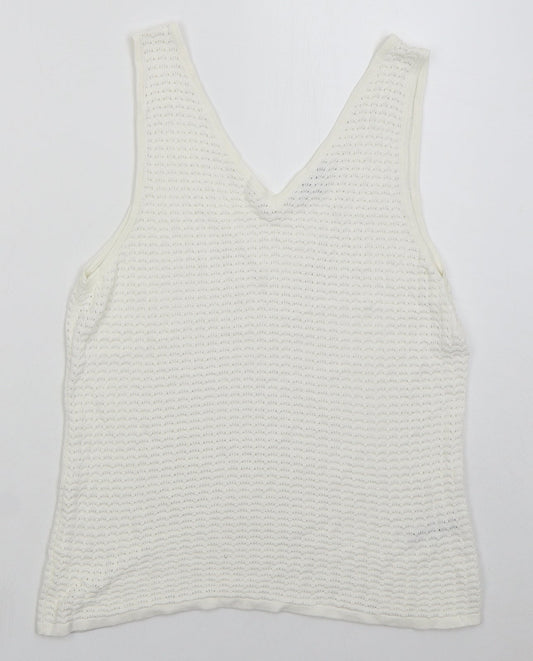 Great Plains Womens White Viscose Basic Tank Size 14 V-Neck
