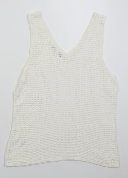 Great Plains Womens White Viscose Basic Tank Size 14 V-Neck