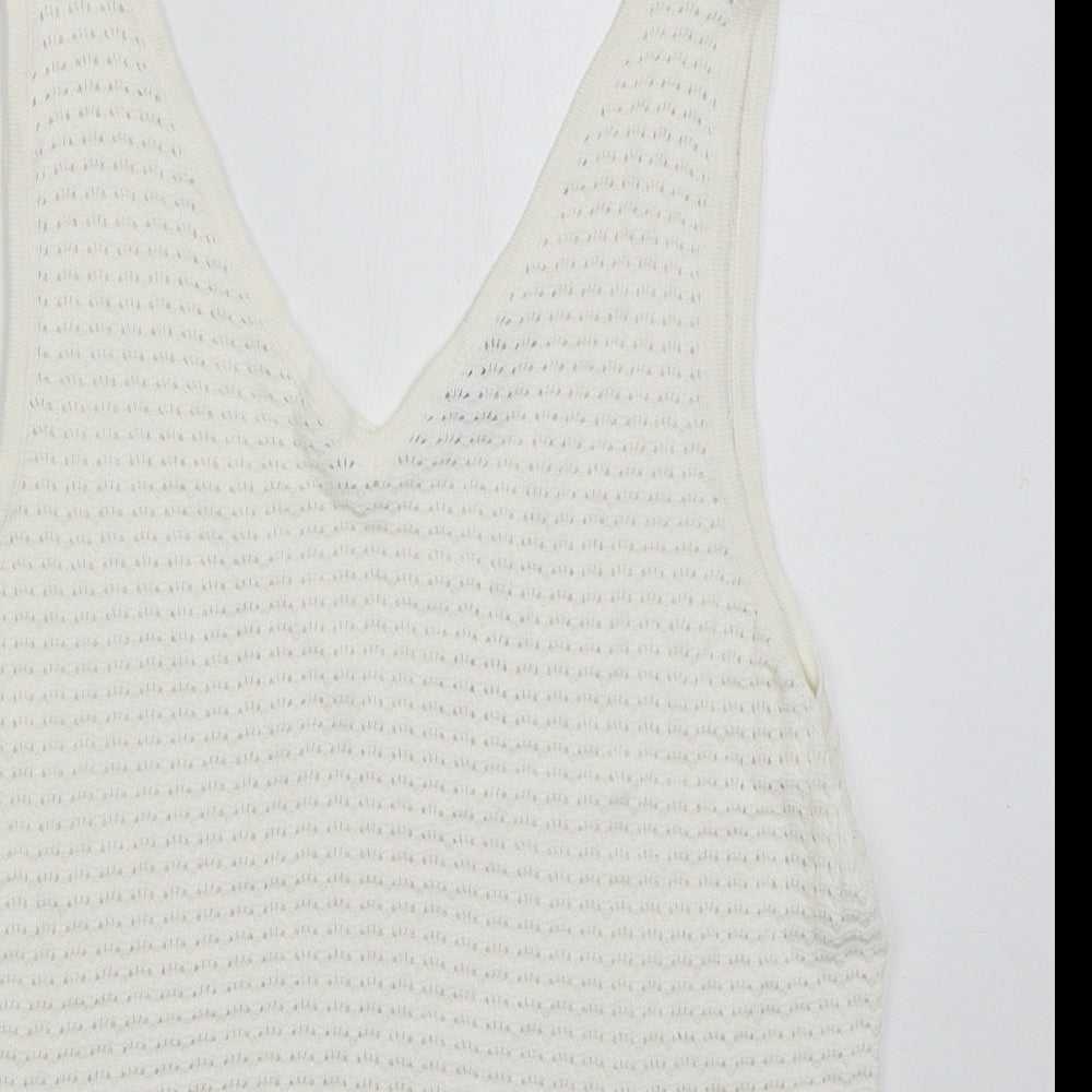 Great Plains Womens White Viscose Basic Tank Size 14 V-Neck