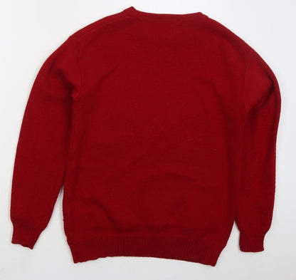 Stylo Mens Red Crew Neck Acrylic Pullover Jumper Size S - Let It Snow